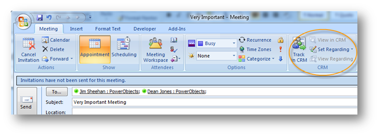 CRM send meeting request