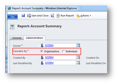 CRM 2011 Report Security settings