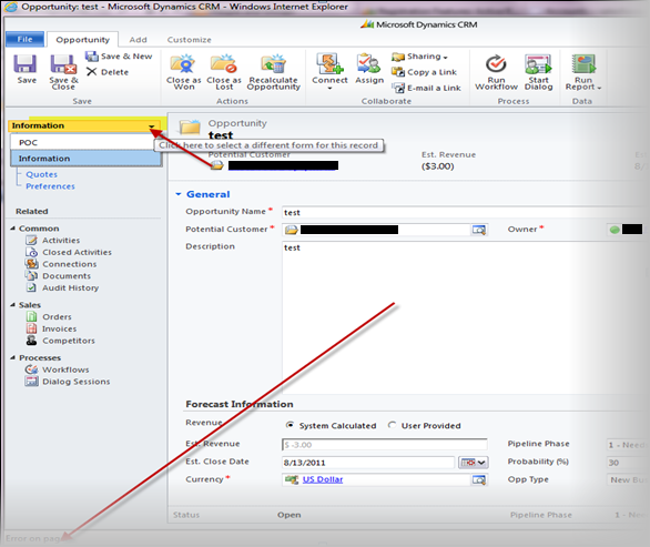 CRM 2011 Unable to Switch Forms with Script Error - The value of the property 'openUrlByCrmUrl' is null or undefined
