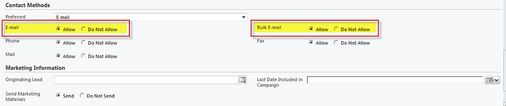 Email Preferences in Microsoft Dynamics CRM