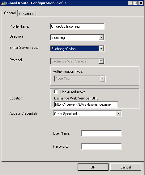 Dynamics CRM 2011 and Office365: Email Router Settings