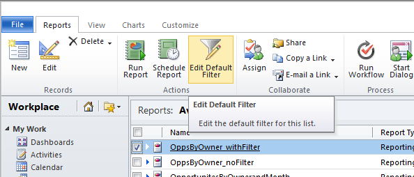 Pre-Filtering for CRM Reporting