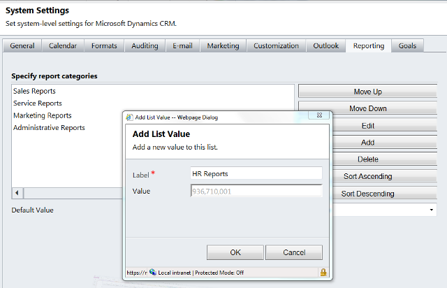Adding New Report Category in Microsoft Dynamics CRM 2011