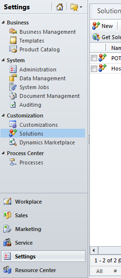 This is where you find solutions in CRM 2011