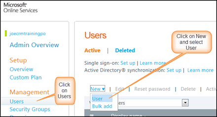 Add a new user by clicking on Users under Management