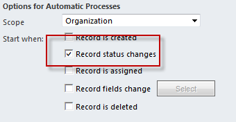 Options for automatic processes in CRM 2011