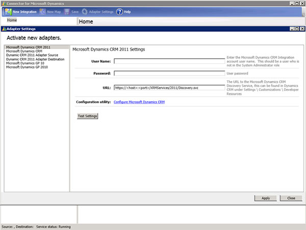 Configure the Microsoft Dynamics CRM 2011 Instance Adapter