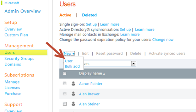 adding users to Office 365