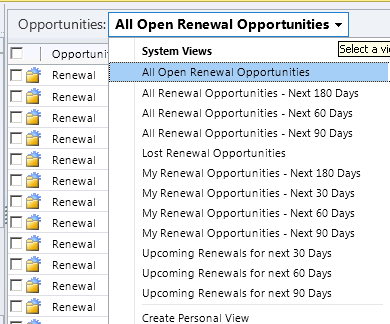 Viola! CRM 2011 System Views for Renewals Only!