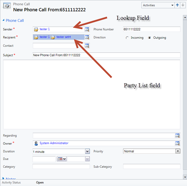 The PartyList field in CRM 2011