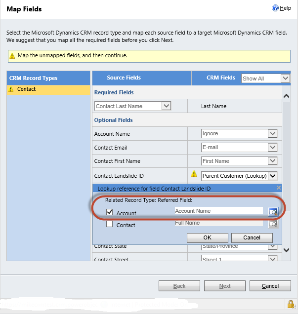 Dynamics CRM data import - mapping fields