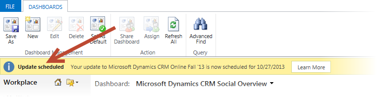 scheduling your CRM 2013 update
