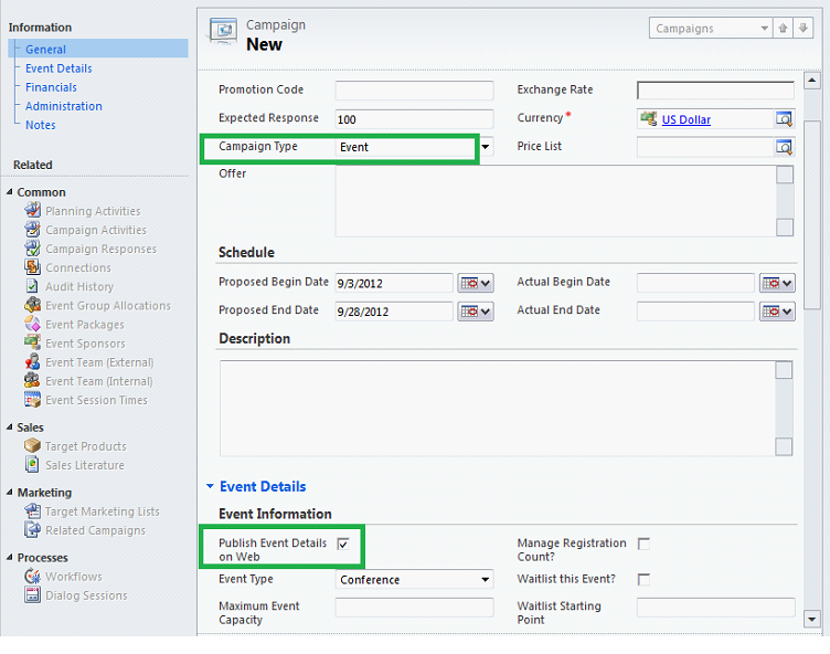 Create and Register an Event in the CRM 2011 Customer Portal