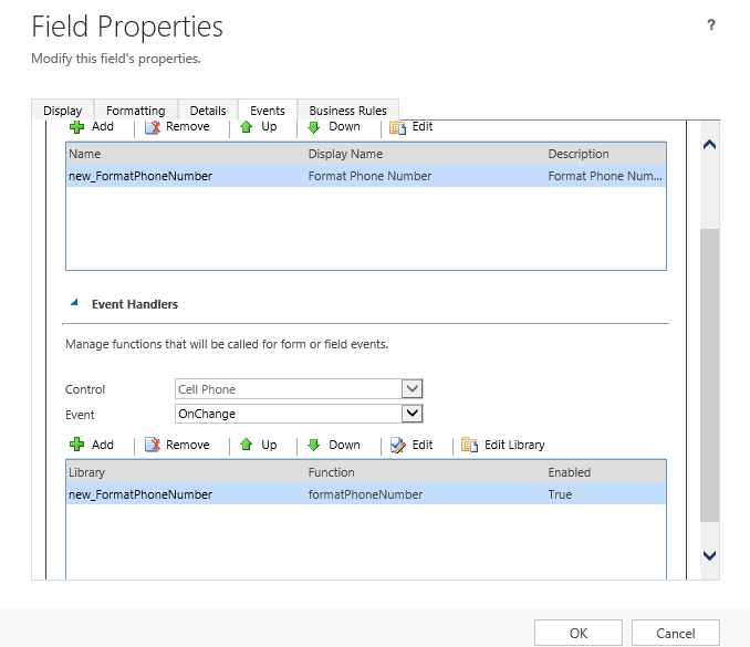 formatting a phone field in CRM 2013