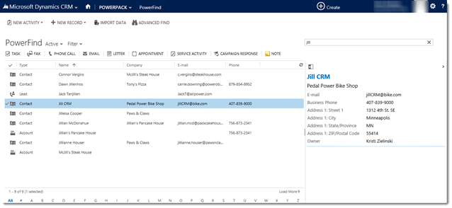 PowerFind Optimized for Dynamics CRM 2013