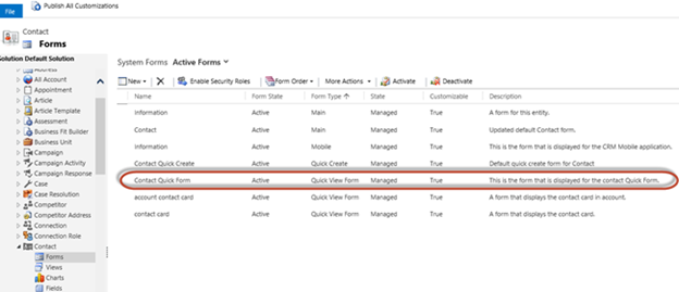 Adding a Contact Quick View Form to the Phone Call Entity in CRM 2013