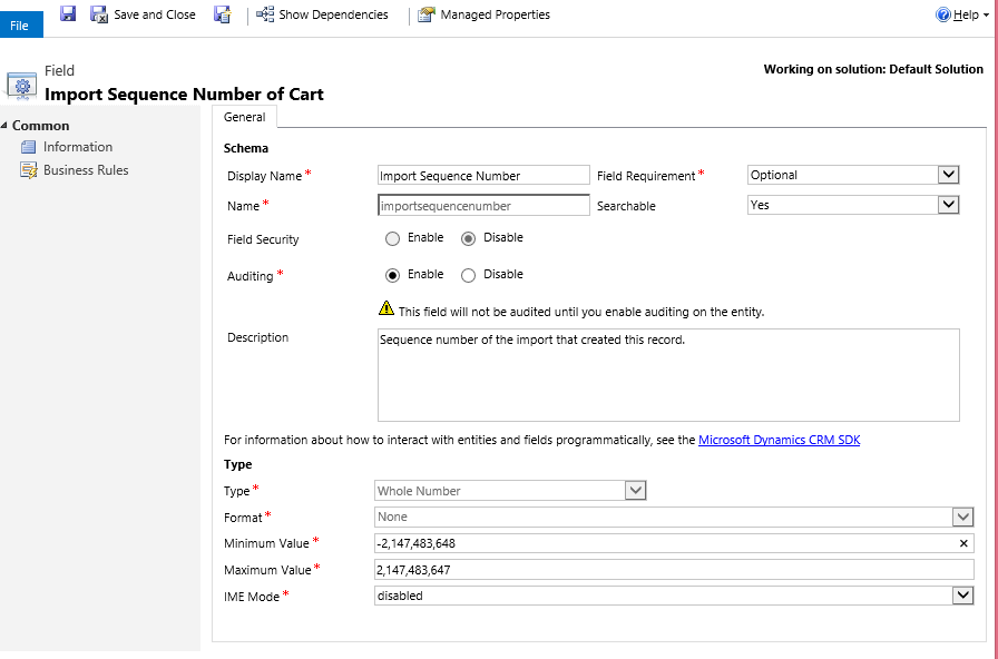 Import Sequence Number Field in Dynamics CRM