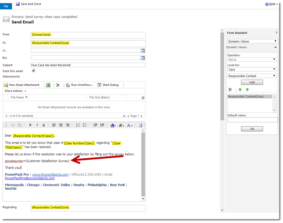 Sending a Survey Automatically from Dynamics CRM when a Case is Resolved
