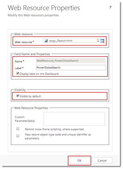 Add PowerGlobalSearch to a Dashboard in Dynamics CRM