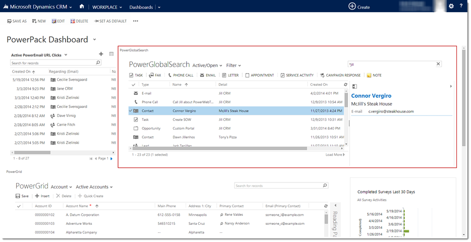 Add PowerGlobalSearch to a Dashboard in Dynamics CRM