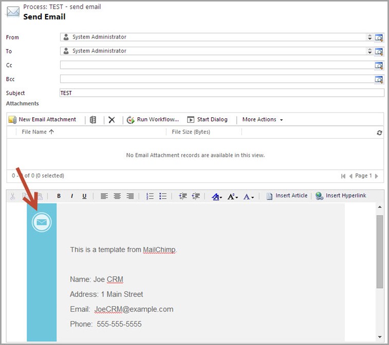 Easily create HTML emails in Microsoft Dynamics CRM via PowerMailChimp