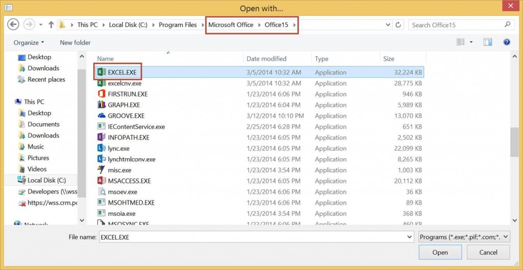 How to open a Dynamics CRM XML file on a Windows 8 or 8.1 Device