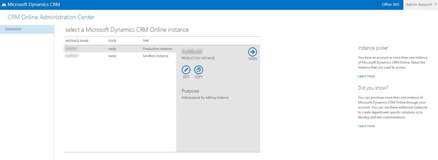 Copy of a Production Instance in Dynamics CRM