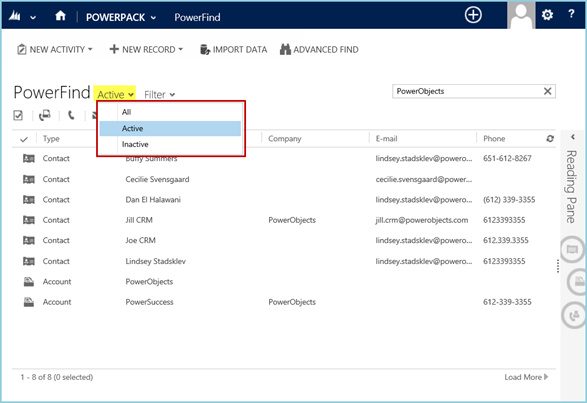 Dynamics CRM PowerPack Add-on PowerFind - Filtering Search Results