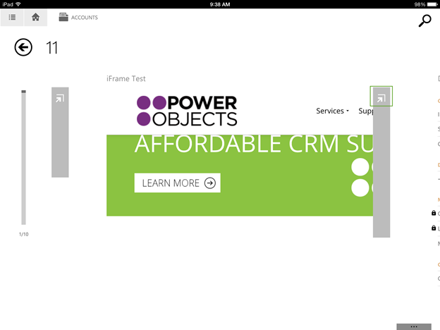 Dynamics CRM 2015 Brings HTML Web Resources & iFrames on the Tablet Client