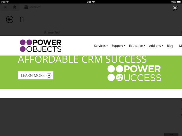 Dynamics CRM 2015 Brings HTML Web Resources & iFrames on the Tablet Client