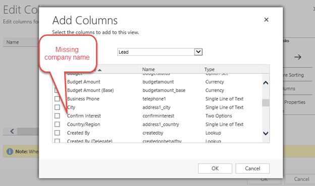 Workaround: Show Company Name in Lead Views in Dynamics CRM
