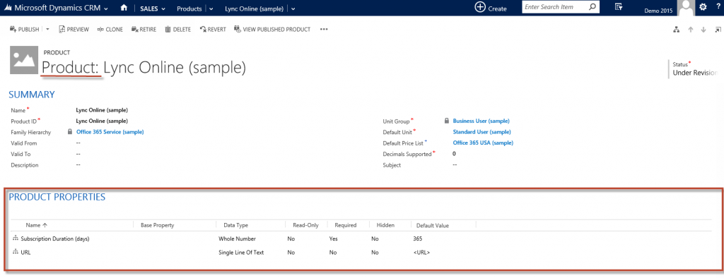 Creating Product Properties in Microsoft Dynamics CRM 2015