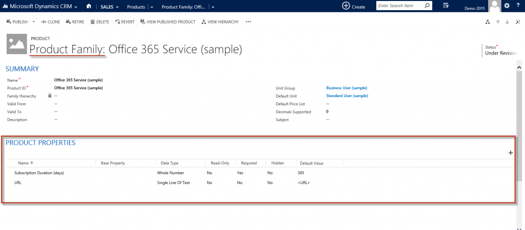 Creating Product Properties in Microsoft Dynamics CRM 2015