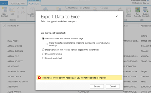 Exporting Data to Re-import: The Invalid Column Headings Issue