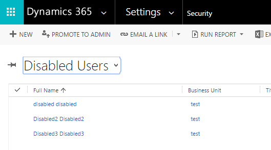 Disabled Users in Dynamics 365